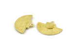 Brass Badge Charm, 4 Raw Brass Rosette Charm Pendants With 1 Loop, Earrings, Findings (25x15mm) N0789
