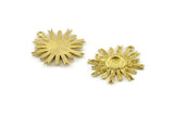 Brass Sun Charm, 4 Raw Brass Sunshine Charm Earrings With 1 Loop, Findings, Pendants (25mm) N810