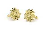 Brass Ring Settings, 2 Raw Brass Snowflake Ring With 1 Stone Setting - Pad Size 6mm N0832