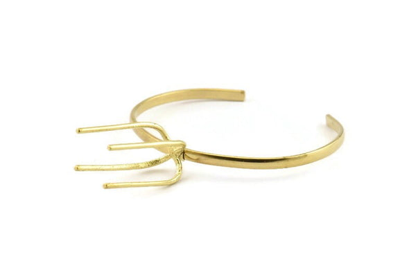 Brass Claw Bracelet, Raw Brass 4 Claw Bracelet Stone Setting N1015