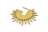 Brass Sun Earring, 2 Textured Raw Brass Sun Stud Earrings (43x1.5mm) N1022