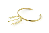 Brass Claw Bracelet, Raw Brass 6 Claw Bracelet Stone Setting N1019