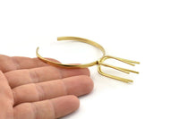 Brass Claw Bracelet, Raw Brass 6 Claw Bracelet Stone Setting N1019