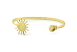 Brass Sun Cuff,  Raw Brass Sun Cuff Stone Setting With 1 Pad -  Pad Size 8mm N1033