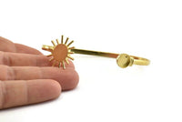 Brass Sun Cuff,  Raw Brass Sun Cuff Stone Setting With 1 Pad -  Pad Size 8mm N1033