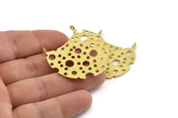 Brass Sponge Pendant, Raw Brass Sponge Charms With 2 Loops, Findings (40x39x1mm) N1051