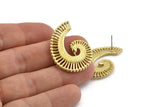 Brass Snail Earring, 2 Raw Brass Snail Stud Earrings (32x26x1.5mm) N1044
