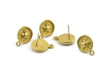 Brass Star Earring, 4 Raw Brass Star Stud Earrings With 1 Loop (13mm) N1043