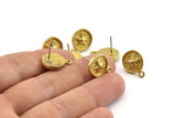 Brass Star Earring, 4 Raw Brass Star Stud Earrings With 1 Loop (13mm) N1043