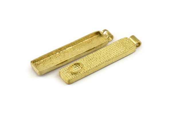Brass Rectangle Charm,  Raw Brass Rectangle Charms With 1 Loop, Pendants (55x12x4mm) N1054
