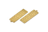 Brass Rectangle Pendant, 4 Hammered Raw Brass Rectangle Charms With 1 Loop (37x12x1.2mm) M492