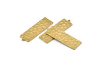 Brass Rectangle Pendant, 4 Hammered Raw Brass Rectangle Charms With 1 Loop (37x12x1.2mm) M492