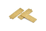 Brass Rectangle Pendant, 4 Hammered Raw Brass Rectangle Charms With 1 Loop (37x12x1.2mm) M492