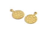 Brass Round Charm, 8 Hammered Raw Brass Round Tags With 1 Loop (23x17x1.2mm) M493