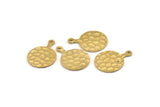 Brass Round Charm, 8 Hammered Raw Brass Round Tags With 1 Loop (23x17x1.2mm) M493