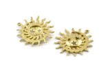 Moon and Sun, 2 Raw Brass, Brass Moon, Brass Sun, Charm Pendant, Brass Pendant, Brass Charm With 1 Loop (32x30mm) N1374