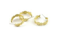 Brass Fish Earring, 2 Raw Brass Fish Stud Earrings (23mm) N1385