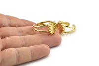 Brass Ring Setting, 2 Raw Brass Adjustable Ring - Ring Stone Setting - Pad Size 12x10mm N1387