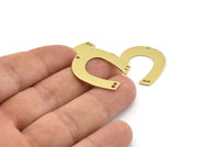 U Shaped Charm, 12 Raw Brass U Shaped Charms With 5 Holes, Blanks (25x22x0.80mm) M444