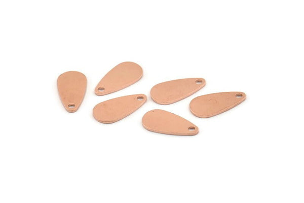 Copper Drop Charm, 24 Copper Brass Drop Charms With 1 Hole, Blanks (14x7x0.80mm) M450