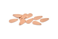 Copper Drop Charm, 24 Copper Brass Drop Charms With 1 Hole, Blanks (14x7x0.80mm) M450