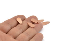 Copper Drop Charm, 24 Copper Brass Drop Charms With 1 Hole, Blanks (14x7x0.80mm) M450