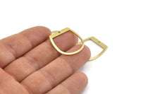D Shaped Charm, 24 Raw Brass D Shaped Charms With 1 Hole, D Shape Rings (25x22x0.80mm) M451