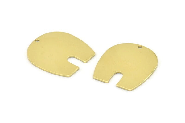 U Shaped Charm, 8 Raw Brass U Shaped Charms With 1 Hole, Blanks (25x22x0.80mm) M456