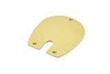 U Shaped Charm, 8 Raw Brass U Shaped Charms With 3 Holes, Blanks (25x22x0.80mm) M457