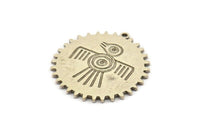 Mayan Pendant, Silver Mayan Charm, Brass Mayan Charm, Mayan Civilization Symbol, Mayan Charm, Aztec Pendant, Aztec Mayan (30x29x1.2mm) N1392