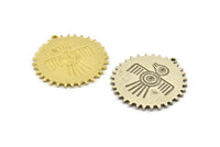 Mayan Pendant, Silver Mayan Charm, Brass Mayan Charm, Mayan Civilization Symbol, Mayan Charm, Aztec Pendant, Aztec Mayan (30x29x1.2mm) N1392