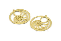 Brass Shell Charm, 2 Raw Brass Sea Shell Charm With 1 Loop, Pendants (32x35x1.2mm) N1363