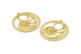 Brass Shell Charm, 2 Raw Brass Sea Shell Charm With 1 Loop, Pendants (32x35x1.2mm) N1363