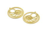 Brass Shell Charm, 2 Raw Brass Sea Shell Charm With 1 Loop, Pendants (32x35x1.2mm) N1363