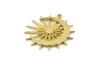 Brass Moon Charm, 2 Raw Brass, Crescent Moon, Moon Pendant, Charm Pendant, Brass Pendant, Brass Charm With 1 Loop (32x30mm) N1364