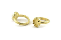 Brass Claw Ring, 2 Raw Brass Royal Ring - Ring Stone Setting - Pad Size 12x10mm (17mm) N1384