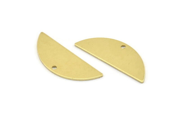 Yarım Daire Charm, 1 Delikli 12 Ham Pirinç Yarım Ay Charm, Boşluklar, Damgalama Boşlukları (29x11x0,80 mm) M495