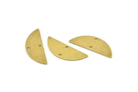 Semi Circle Charm, 12 Raw Brass Half Moon Charms With 2 Holes, Blanks, Connectors (29x11x0.80mm) M497