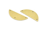 Semi Circle Charm, 12 Raw Brass Half Moon Charms With 3 Holes, Blanks, Connectors (29x11x0.80mm) M498
