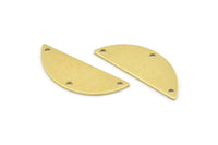 Semi Circle Charm, 12 Raw Brass Half Moon Charms With 3 Holes, Blanks, Connectors (29x11x0.80mm) M498