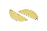 Semi Circle Charm, 12 Raw Brass Half Moon Charms With 4 Holes, Blanks, Connectors (29x11x0.80mm) M499