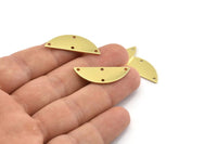 Semi Circle Charm, 12 Raw Brass Half Moon Charms With 4 Holes, Blanks, Connectors (29x11x0.80mm) M499