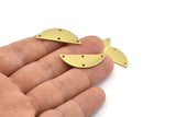 Semi Circle Charm, 12 Raw Brass Half Moon Charms With 4 Holes, Blanks, Connectors (29x11x0.80mm) M499