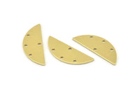 Semi Circle Charm, 12 Raw Brass Half Moon Charms With 4 Holes, Blanks, Connectors (29x11x0.80mm) M500