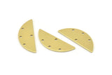 Semi Circle Charm, 12 Raw Brass Half Moon Charms With 4 Holes, Blanks, Connectors (29x11x0.80mm) M500