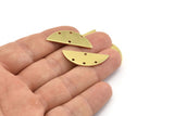 Semi Circle Charm, 12 Raw Brass Half Moon Charms With 4 Holes, Blanks, Connectors (29x11x0.80mm) M500