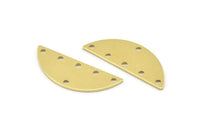 Semi Circle Charm, 12 Raw Brass Half Moon Charms With 6 Holes, Blanks, Connectors (29x11x0.80mm) M501