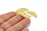 Semi Circle Charm, 12 Raw Brass Half Moon Charms With 6 Holes, Blanks, Connectors (29x11x0.80mm) M501