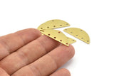 Semi Circle Charm, 12 Raw Brass Half Moon Charms With 6 Holes, Blanks, Connectors (29x11x0.80mm) M501