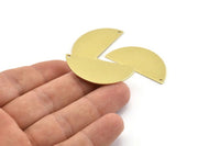 Semi Circle Charm, 8 Raw Brass Half Moon Charms With 1 Hole, Blanks, Stamping Blanks (38x17x0.80mm) M508
